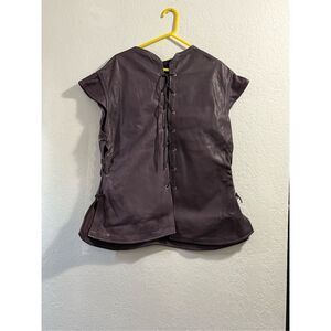 LARP Medieval Leather goth Jerkin Vest  Purple lined  Cosplay L re-enactment